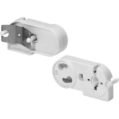 Houben Einbaufassung G13 101716 | Sockel für T8/T12 Leuchtstofflampen | Starteraufnahme | Steckbefestigung | weiß