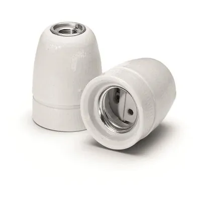 Houben Porzellanfassung 536452 E27 Edisonfassung | M13x1 Nippelgewinde | 3-teilig | mit Erdschraube | weiß