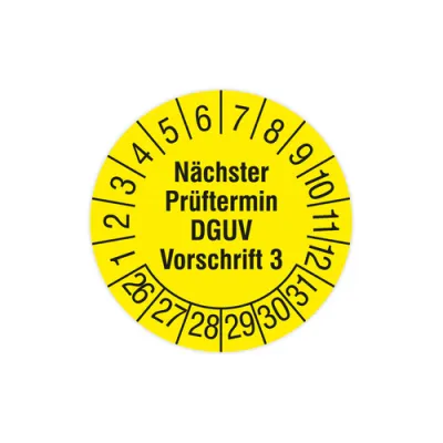 HT Instruments Prüfetiketten 2002260 | Sicherheitsprüfplaketten 15mm selbstklebend | 160 Stück | gelb | beschriftet