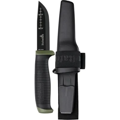 Hultafors Outdoormesser OK4 380270 | Bushcraftmesser Carbonstahl | Scandischliff | Gürtelhalterung | rutschfester Griff