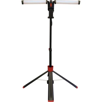 MEGATRON LED-Baustrahler MT69054 | HELFA DUO | 80W | 11200lm | IP54 | Ra97 | 5000K | Stativ | Steckdose | 5m Kabel