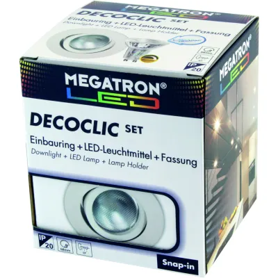 MEGATRON LED Einbaustrahler | MT75401 DECOCLIC PAR16 Set | 5,5W 380lm 2800K | schwenkbar 68mm | Weiß