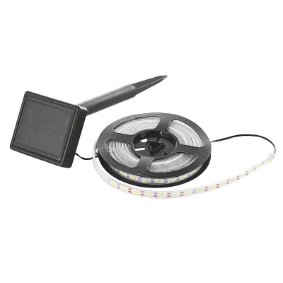 IDV LED Solarleuchte Solarstripe 3m IP44 BK RGB 600mAh | Solarpanel mit Erdspieß | Akkubetrieb | Schwarz