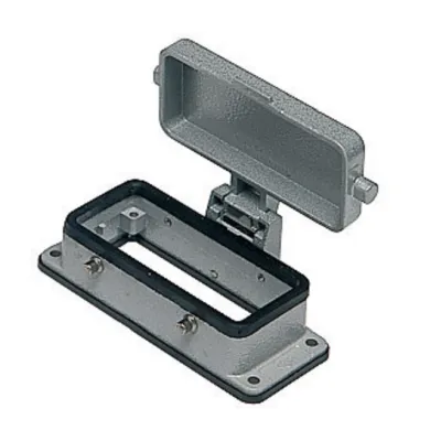 ILME Anbaugehäuse CHI 16 CS | Rechtecksteckverbinder Gehäuse Gr.77.27 | Aluminium | 2 Bügel | 4 Bolzen | Metall-Deckel