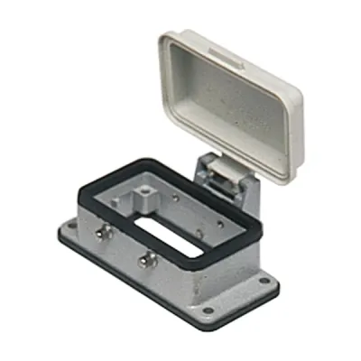 ILME Anbaugehäuse CHI 10 CP | Rechtecksteckverbinder 57.27 | Aluminium | 4 Bolzen | Kunststoffdeckel