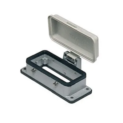 ILME Anbaugehäuse CHI 16 CP | Gehäuse für Rechtecksteckverbinder | Größe 77.27 | Aluminium | IP66 | grau | Klappdeckel