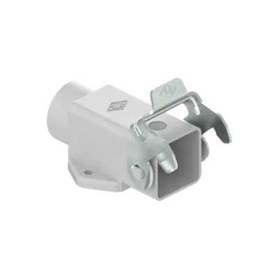 ILME Anbaugehäuse MKA AP20 | gewinkelt | Gr. 21.21 | Zink | 1 Bügel Stahl | 1x M20 seitlich | geschlossener Boden | grau