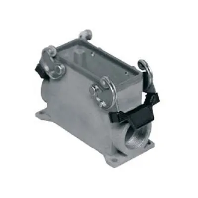 ILME Sockelgehäuse hoch MAPS 16.32 Gr.77.27 | Rechtecksteckverbinder | EMV Alu | 2 Bügel | 1x M32 seitlich