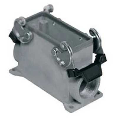 ILME Sockelgehäuse hoch MAPS 16.32 Gr.77.27 | Rechtecksteckverbinder | EMV Alu | 2 Bügel | 1x M32 seitlich