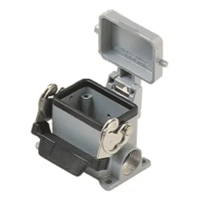 Gaestopas Sockelgehäuse MHP 06 LS220 | Industriesteckverbinder IP65 | Alu | 44.27 | 2x M20 seitlich | Klappdeckel