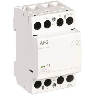 AEG Installationsschütz VI404006 | 40A | 230V/UC | 4 Schließer | Geräuschlos | Überspannungsschutz | IP20 | Nachttarif