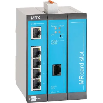 INSYS icom Industrierouter MRX3 DSL-B 1.0 | VDSL2/ADSL2+ VPN Router | 5x LAN | Hutschiene | modular | Firewall
