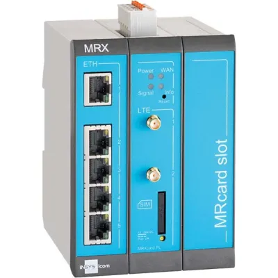 INSYS icom MRX3 LTE 1.1 Industrierouter | 10016583 | Modularer LTE-Router | VPN | Firewall | 5x Ethernet | Hutschiene