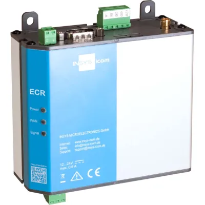 INSYS LAN/WLAN Router ECR-EW300 10021493 | 2x LAN | RS232/RS485 | IP40 | Access Point | Firewall | VPN | 2,4 GHz