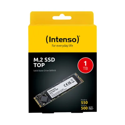 Intenso SSD M.2 2280 Top Performance 3832460 | 1TB SATA III | bis 520 MB/s Lesen | bis 500 MB/s Schreiben | schwarz