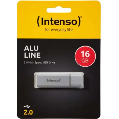 Intenso USB Stick 2.0 16GB Alu Line | 3521472 | schneller Speicherstick | Aluminium | silber | kompakt | Schlüsselring