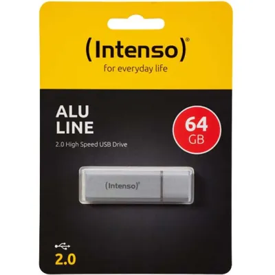 Intenso USB-Stick 2.0 3521492 | 64GB Speicher | Aluminiumgehäuse | leicht & robust | USB Typ-A | silber