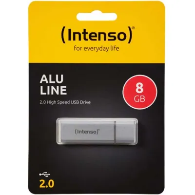 Intenso USB Stick 2.0 Alu Line 8GB | Aluminiumgehäuse | Lesegeschw. 28MB/s | Schreibgeschw. 6.5MB/s | silber