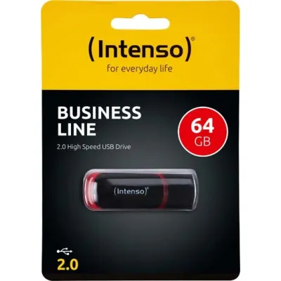 Intenso USB-Stick 64GB Business Line 3511490 | USB 2.0 Speicherstick | Schieberegler | Schwarz-Rot