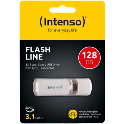 Intenso USB-Stick 3.1 Type-C Flash Line 128GB | OTG Funktion | bis 70MB/s | USB-C Speicherstick | Weiß