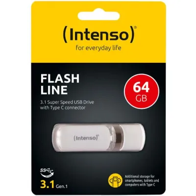 Intenso USB-Stick 3.1 Typ-C | Flash Line 64GB | OTG | 70 MB/s Lesen | USB-C Stick für Smartphone & Tablet | Weiß