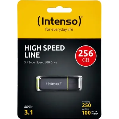 Intenso USB-Stick High Speed Line 256GB 3537492 | USB 3.1 Typ-A | bis 250MB/s Lesen, 100MB/s Schreiben | schwarz