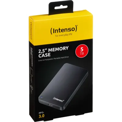 Intenso Externe Festplatte Memory Case 6021513 | 5TB | 2,5 Zoll | USB 3.0 | 5400 U/min | 8MB Cache | schwarz