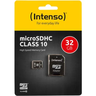 Intenso microSDHC Speicherkarte 3413480 | 32GB | Class 10 | inkl. SD-Adapter | bis 25MB/s Lesen | Schwarz