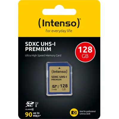 Intenso SDXC Speicherkarte 128GB 3421491 | UHS-I | Class 10 | 90MB/s Lesen | 45MB/s Schreiben | Blau