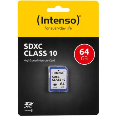 Intenso SDXC Speicherkarte 3411490 64GB Class 10 | bis 25MB/s Lesen | bis 12MB/s Schreiben | Blau