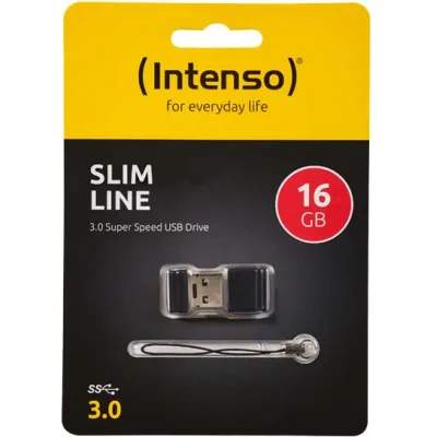 Intenso USB-Stick Slim Line 16GB 3532470 | USB 3.0 | bis 35MB/s Lesen | kompakt | abwärtskompatibel | schwarz