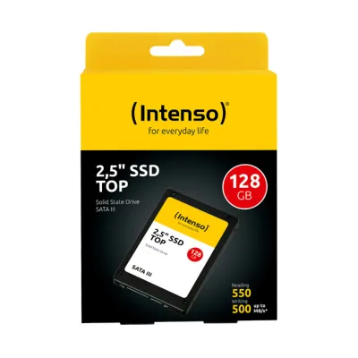 Intenso SSD 2,5 Zoll 128GB | SATA III | Modell 3812430 | bis 550 MB/s Lesen | stoßfest | SLC Flash | schwarz