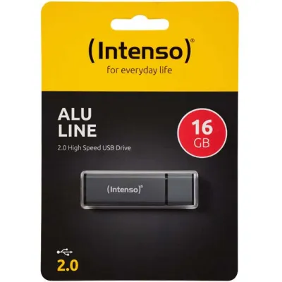 Intenso USB-Stick 16GB 3521471 | USB 2.0 Speicherstick | Aluminium-Gehäuse | anthrazit | kompakt | bis 28MB/s Lesen