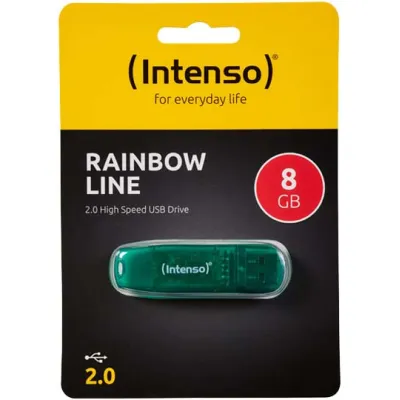 Intenso USB-Stick 2.0 | Rainbow Line 8GB | 28MB/s Lesen | 6,5MB/s Schreiben | grün