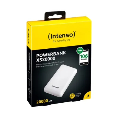 Intenso Powerbank XS20000 7313552 | 20000 mAh externer Akku | USB-A & USB-C | Ladegerät für Smartphone & Tablet | Weiß