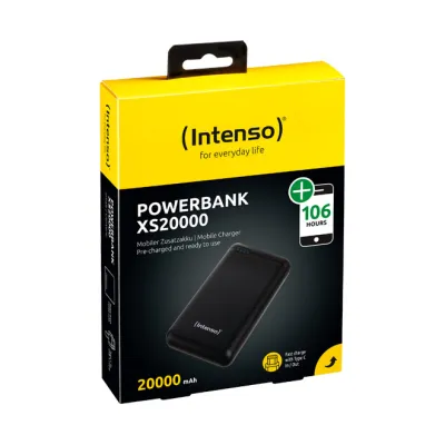 Intenso Powerbank XS20000 7313550 | 20.000 mAh externer Akku USB-A & USB-C | Schwarz | tragbares Ladegerät