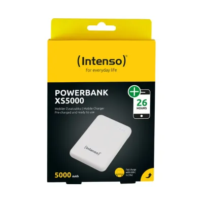Intenso Powerbank XS5000 7313522 | 5.000 mAh externer Akku | ultra kompakt & leicht | USB-A & USB-C Output | Weiß