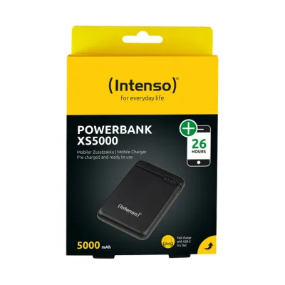 Intenso Powerbank XS5000 7313520 | 5000 mAh | USB-A & USB-C | Kompakte mobile Ladestation | Schwarz
