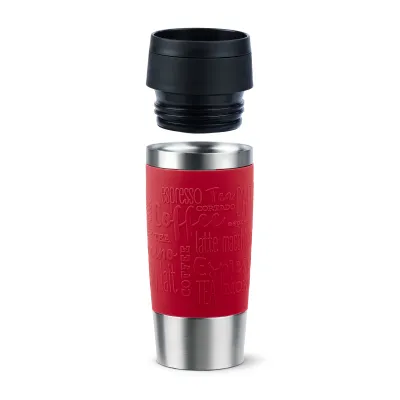 Emsa Isolierbecher Travel Mug Classic N20204 | Thermobecher 360 ml | Edelstahl | 100% dicht | dunkelrot