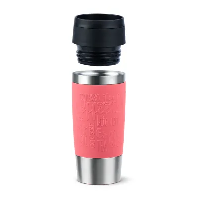 Emsa Isolierbecher Travel Mug Classic 18157 | Thermobecher 360ml | Edelstahl | 100% dicht | spülmaschinenfest | koralle