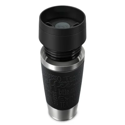 EMSA Isolierbecher Travel Mug Classic N20202 | Thermobecher 0,36l | vakuumisoliert | 100% dicht | Edelstahl | schwarz