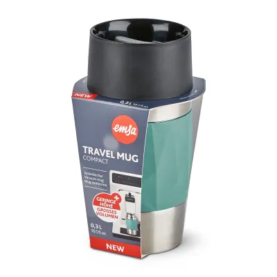 Emsa Thermobecher Travel Mug Compact N21603 | Isolierbecher 300 ml | Edelstahl | auslaufsicher | grün