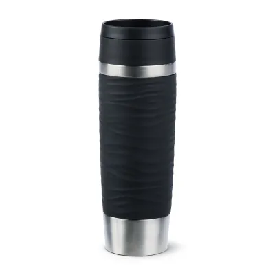 Emsa Isolierbecher Travel Mug Wave N20225 | Thermobecher 500 ml | Edelstahl | auslaufsicher | schwarz