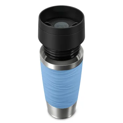 EMSA Thermobecher Travel Mug Wave N20213 | Edelstahl 0,36l | 100% auslaufsicher | 360°-Trinköffnung | pastellblau