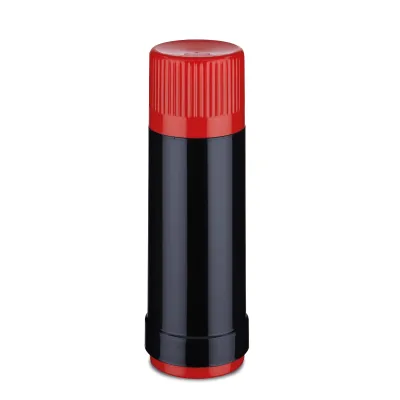 ROTPUNKT Isolierflasche 0,5l Kunststoff black-electric cardinal | doppelwandig | 24h heiß, 36h kalt | inkl. Becher