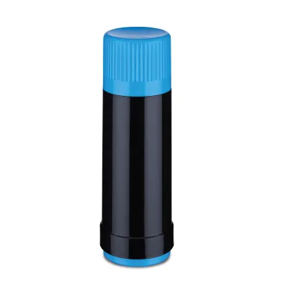 ROTPUNKT Isolierflasche 0,5l | Kunststoff & Glas | 24h heiß | Schraubverschluss | Becher | black-electric kingfisher
