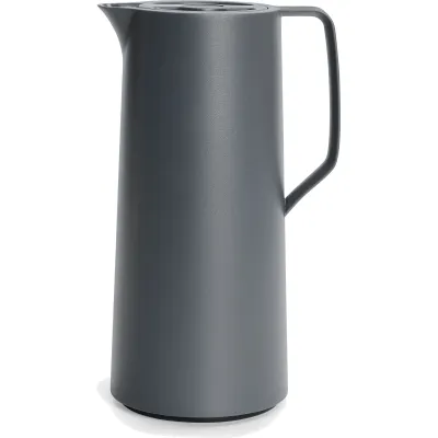 Emsa Isolierkanne Motiva 1L | Thermoskanne Quick-Press-Verschluss | Glaskolben | 12h heiß 24h kalt | Anthrazit