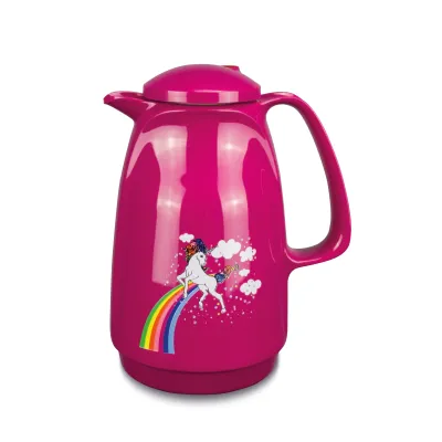 ROTPUNKT Isolierkanne Bella Magic 220 | Einhorn Motiv | 1 Liter | Kunststoff/Glas | Warmhaltekanne | sparkling pink
