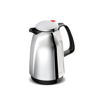 ROTPUNKT Isolierkanne Bella 1l | Thermoskanne Glaskolben | Doppelwandig | Kunststoff/Glas | Schwarz Chrom