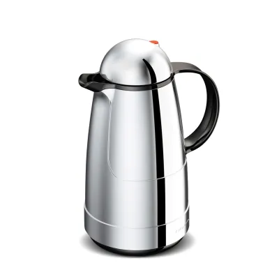 ROTPUNKT Isolierkanne Christine 210 | Thermoskanne 1,0l | Glaseinsatz BPA-frei | 24h heiß 36h kalt | Sparkling Black